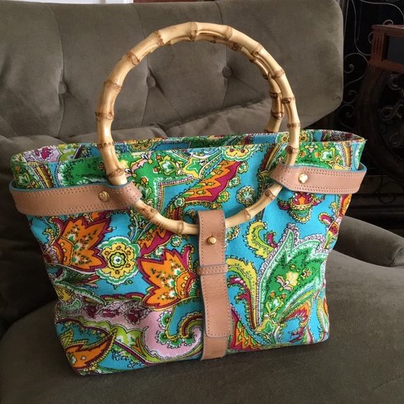 Ralph Lauren Handbags - 🔥RALPH LAUREN tropical leather bamboo handle bag
